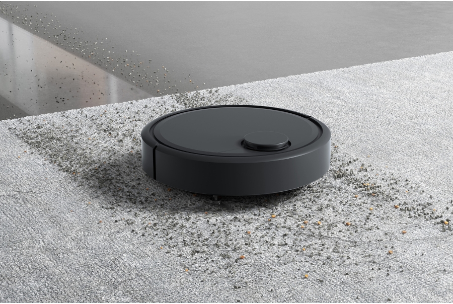 deebot robot vacuum removing debris on carpet