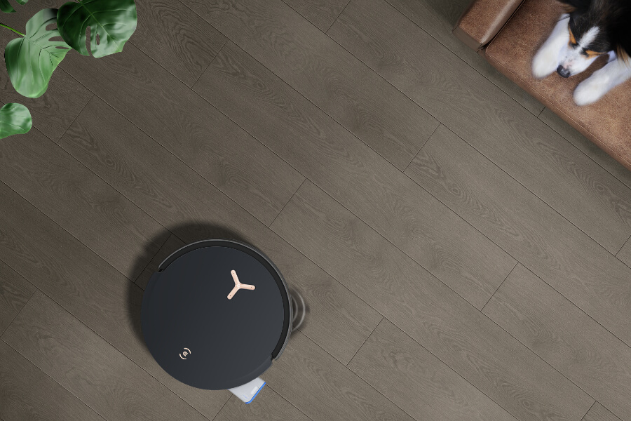 deebot robot vacuum is cleaning
