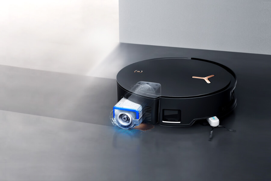 robot vacuum cleaner is mopping floor