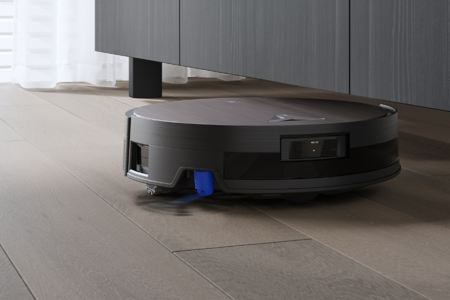 deebot robot vacuum cleaning vinyl floor under cabinet