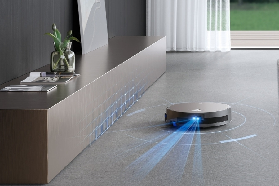 deebot robot vacuum mapping in the living room
