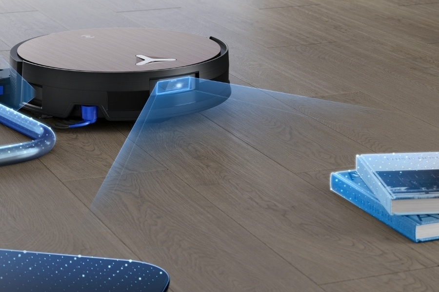 deebot robot vacuum detecting obstacles on the floor