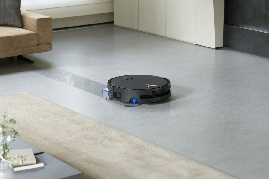 deebot robot vacuum and mop cleaning living room