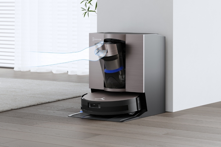 taking out the dust container in deebot robot vacuum with bagless design