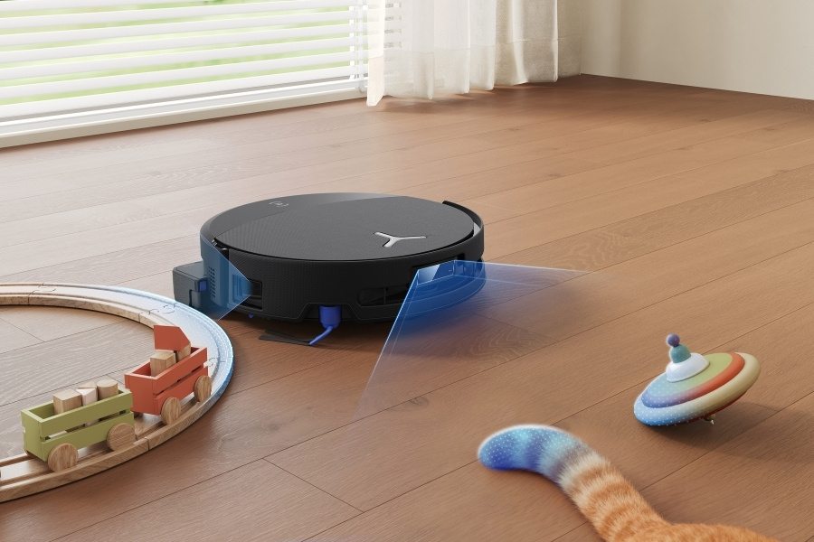 deebot robot vacuum scanning objects on the cleaning path