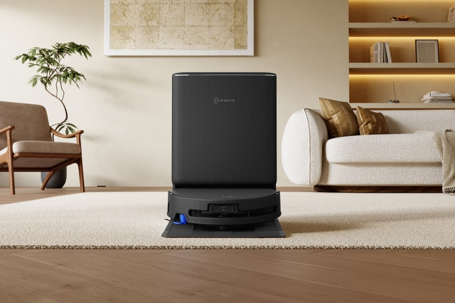 deebot robot vacuum at the docking station