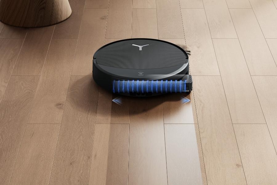 deebot robot vacuum cleaner cleaning with brush roller