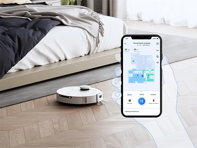 Select auto-cleaning mode in ECOVACS HOME App